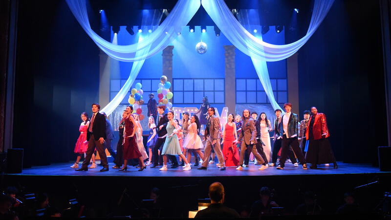 Senior School Musical the Prom is lit on stage during the final moments