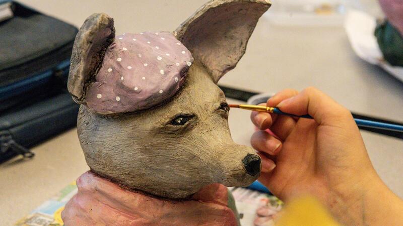 Grade 9 3D Art students make animal sculptures from clay and paper mache