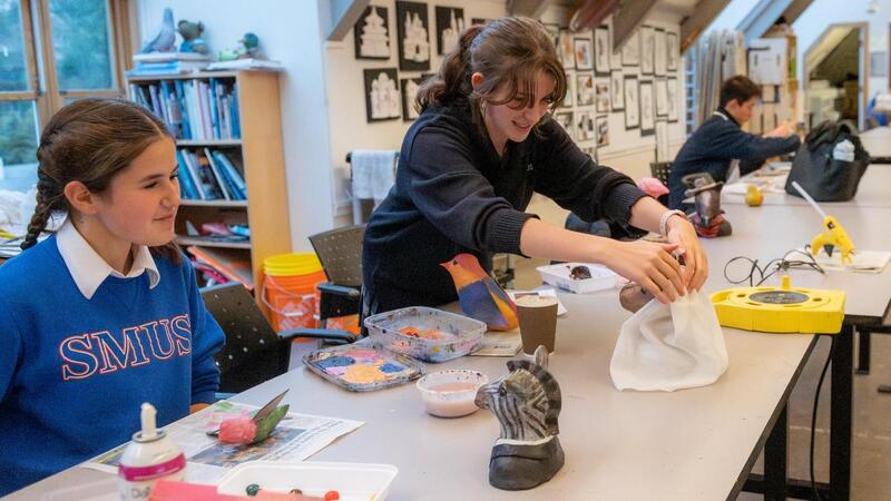 Grade 9 3D Art students make animal sculptures from clay and paper mache