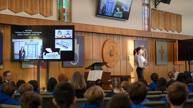 Alumna Andini Makosinski '15 visits SMUS to speak to Middle School students
