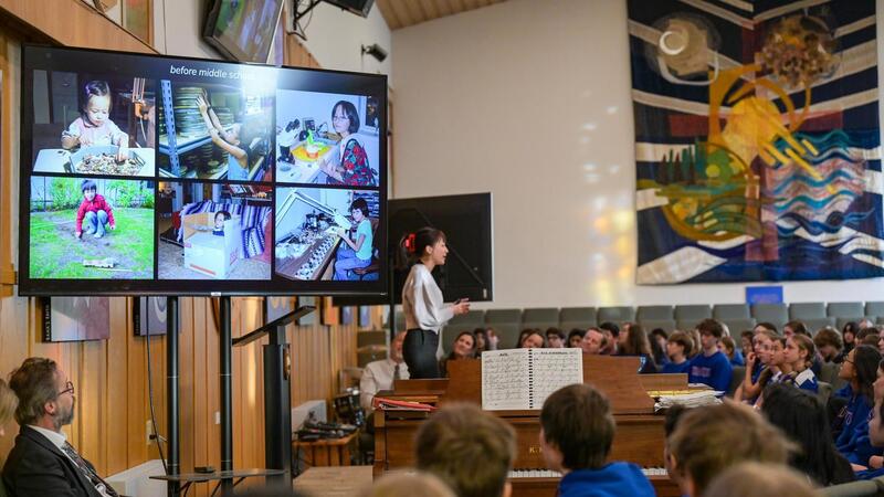 Alumna Andini Makosinski '15 visits SMUS to speak to Middle School students