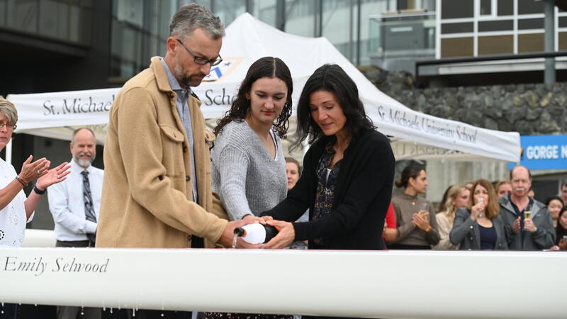 Emily Selwood's family christen the new rowing shell in her name