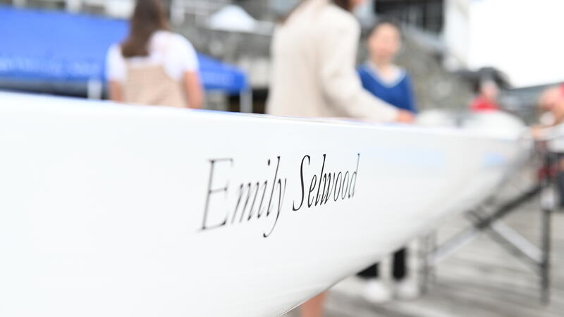 A new SMUS rowing shell named for Emily Selwood '21