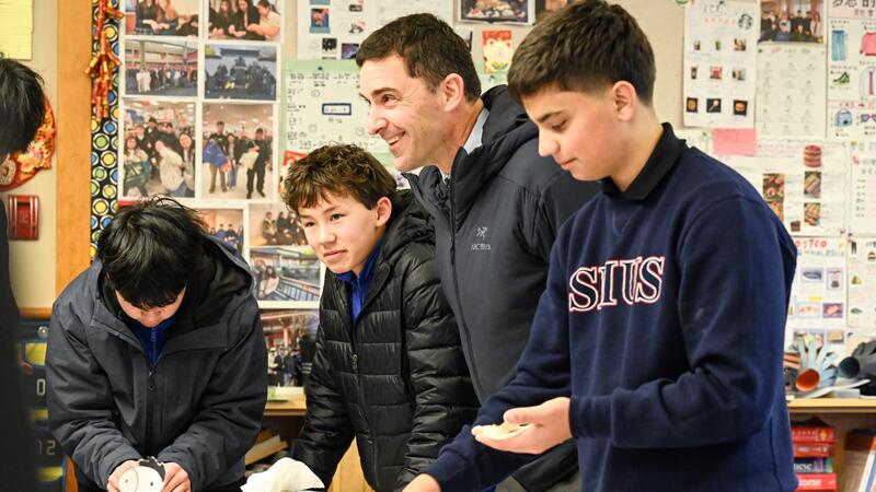 Eliot Anderson takes part in a Mandarin Class