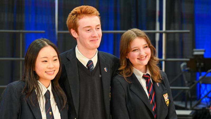 Senior students Kayler Kim, Ridley McLeod and Emily McMillan