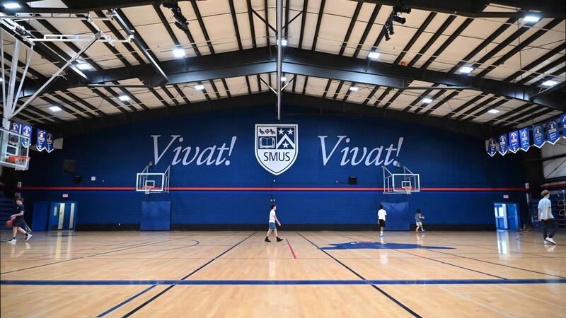 Wide shot of the double gymnasium at the Richmond Road Campus