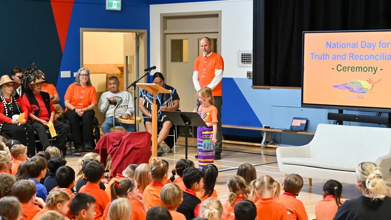 Addie Lee welcomes everyone for National Day for Truth and Reconciliation 2026